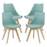 Eetkamerstoel Dubrovnik set van 4 kunstleer en beuken mint