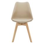 Eetkamerstoel Dubrovnik set van 6 kunstleer en beuken beige