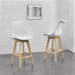 Barkruk set van 6 kunstleer en beuken 105x48x58 cm wit