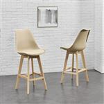 Barkruk set van 6 kunstleer en beuken 105x48x58 cm beige