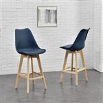 Barkruk set van 2 kunstleer en beuken 105x48x58 cm blauw
