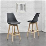 Barkruk set van 6 kunstleer en beuken 105x48x58 cm grijs