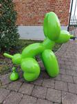 Beeld, Extra large sculpture balloon dog green pooping - 80 cm - 80 cm - polyresin