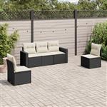 vidaXL 5-delige Loungeset met kussens poly rattan zwart