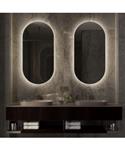 Spiegel Martens Design Ovaal 90x45 Cm Met Indirecte Verlichting En Spiegelverwarming Aluminium