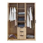 [en.casa] Kledingkast Eiselfing 176x120x52 cm met 6 vakken en 3 lades eikenkleurig