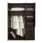 [en.casa] Kledingkast Finning 176x120x52 cm met 3 lades walnootkleurig donker