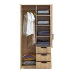 [en.casa] Kledingkast Eiselfing 176x80x52 cm met 5 vakken en 3 lades eikenkleurig