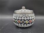 Agate Jar with Lid - Tib. Silver Decorations - Pot - Agaat, Staal, Tibetaans zilver
