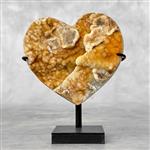 GEEN RESERVEPRIJS - Prachtige hartvorm van geel kristal op standaard - Kristal - Hoogte: 15 cm - Bre