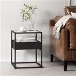 [en.casa] Bijzettafel Vissenbjerg met lade 51x40x40 cm zwart mat