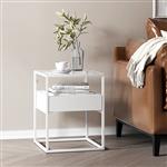 [en.casa] Bijzettafel Vissenbjerg met lade 51x40x40 cm wit mat