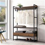 [en.casa] Kledingkast Isen open kast 180x120x40 cm zwart en walnootkleurig