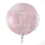 Happy 1St Birthday Helium Ballon Roze Leeg 43cm