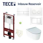 TECE Profile Inbouwreservoir Toiletset Geberit ONE Rimless Diepspoel Turboflush Wit met drukplaat