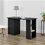 Bureau Lemberg met 3 lades en vakken 120x49x72 cm zwart