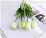 Actie Tulp Tulpen bundel, Luxe Siliconen Real Touch Tulpen kleur Green White, Groenwit Bundel +/-5st