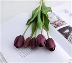 Actie Tulp Tulpen bundel, Luxe Siliconen Real Touch Tulpen kleur Dark Purple / Bundel +/-5st Zijde T