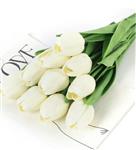 Actie Tulp Tulpen 33cm bundel kleur Ivory / Bundel +/-10st Zijde Tulpen Real Touch Foam