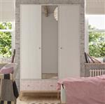 Alika 3-deurs kledingkast - Gebleekt kastanje - Gami