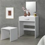 Kaptafel met krukje en spiegel make up tafel 132x63x39 cm wit