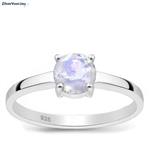 Zilveren solitaire maansteen ring