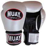 MUAY® Original Leder Bokshandschoenen Zilver Zwart