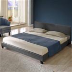 Houten bed met bedbodem kunstleer 180x200 cm donkergrijs