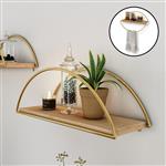 [en.casa] Wandplank Mynämäki 39x16x17 cm goudkleurig en naturel