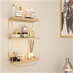 [en.casa] Wandrek Parkano met 3 planken 47x28x14 cm goudkleurig en naturel