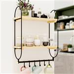 [en.casa] Wandrek Pielavesi met 2 planken 47x40x16 cm zwart en naturel