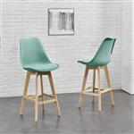 Barkruk set van 2 kunstleer en beuken 105x48x58 cm mint