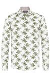Overhemd bloemenprint Sam Denim White - 1069
