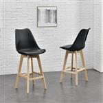 Barkruk set van 2 kunstleer en beuken 105x48x58 cm zwart