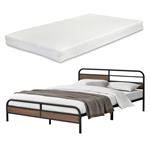 Metalen bed Aarau bedframe matras zwart walnoot 180x200