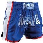 Super Pro Muay Thai Kickboks Broek Stripes Blauw Wit