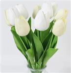 Actie Tulp Tulpen 33cm bundel Creme en Wit / Bundel +/-10st Zijde Tulpen Real Touch Foam