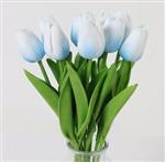 Actie Tulp Tulpen 33cm bundel Lichtblauw / Bundel +/-10st Zijde Tulpen Real Touch Foam