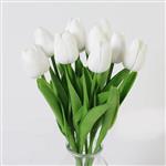 Actie Tulp Tulpen 33cm bundel WIT  / Bundel +/-10st Zijde Tulpen Real Touch Foam