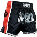 Super Pro Muay Thai Kickboks Broek Stripes Zwart Rood