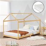 [en.casa] Kinderbed Vindafjord huisbed met matras bamboe 90x200 cm