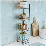 [en.casa] Badkamer organizer Pargas met 4 planken 60x14x13 cm zwart en naturel