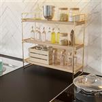 [en.casa] Badkamer organizer Nurmes 40x39x14 cm goudkleurig en naturel