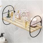 [en.casa] Wandrek Oulu met 1 plank 20x40x16 cm zwart en naturel