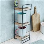 [en.casa] Badkamer organizer Pargas met 3 planken 43x14x13 cm zwart en naturel