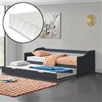 Bedbank tienerbed met onderschuifbed icl. matrassen donkergrijs