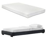 Modern bedframe kunstleer met matras 90x200 zwart