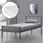 Metalen bedframe Hercules met matras 90x200 cm donkergrijs