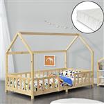 Kinderbed Sisimiut met uitvalbeveiliging en matras 90x200 hout
