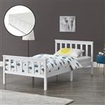 Houten bed Breda met bedbodem en matras 120x200 cm wit